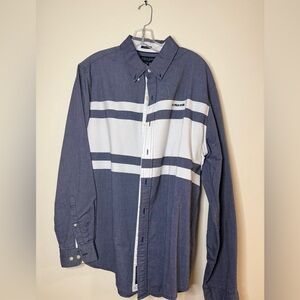 T396- U.S. Polo Assn. Men's Blue and White Button Down Shirt